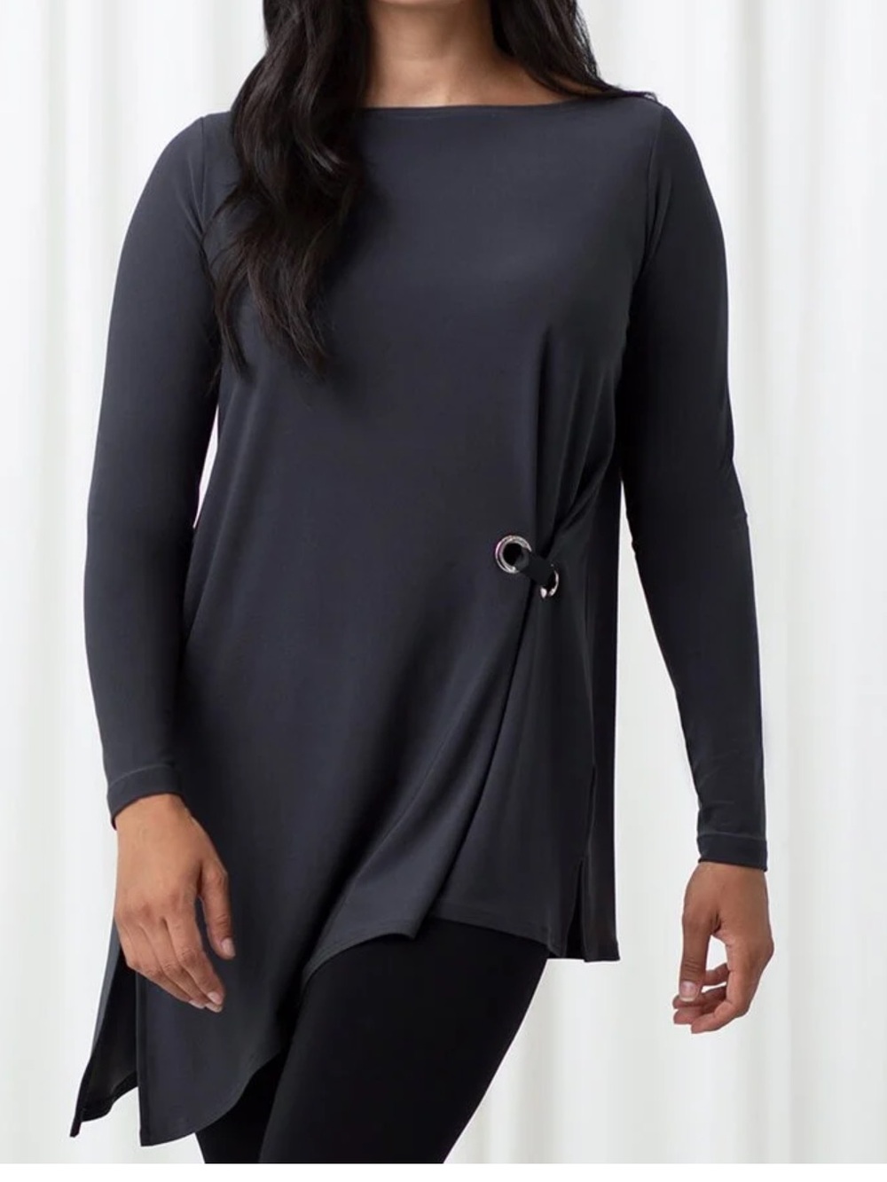 Sympli Halo Angle Tunic Long Sleeve Graphite 6 NWT